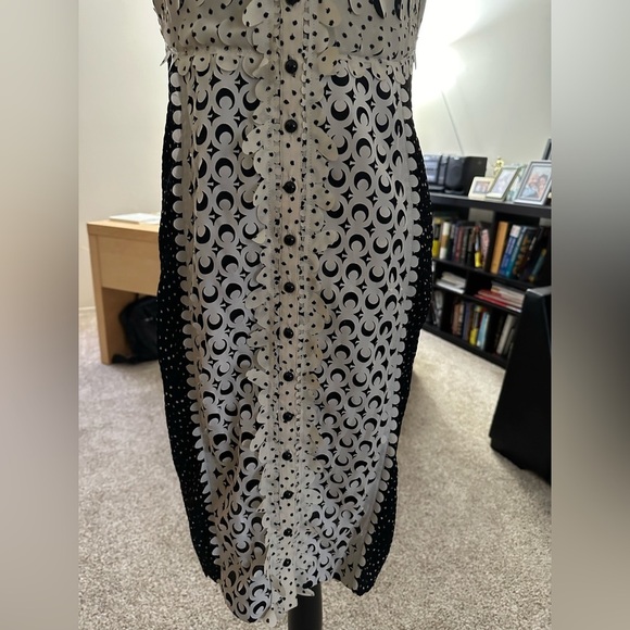 Bequile by BYRON LARS Anthro Lasercut Black Cream Bodycon Dress Sz 4 - Picture 14 of 15